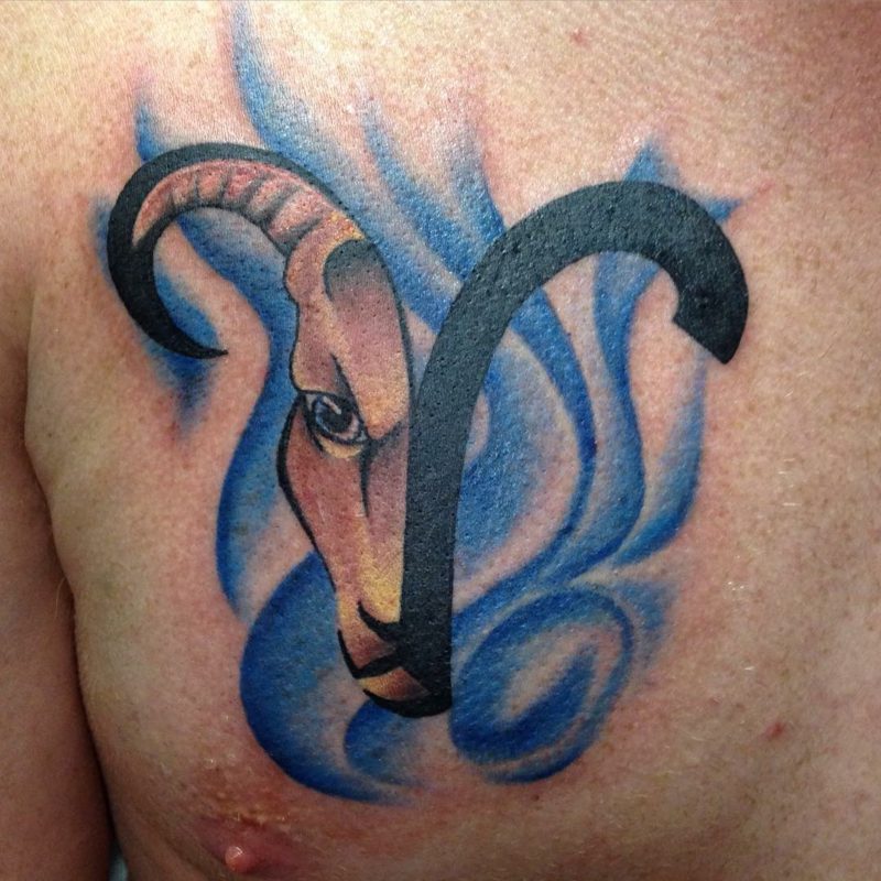 Aries tattoo Blue Black Aries